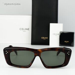 BRAND NEW Celine CL40259I 52N Havana Green Rectangle Unisex Sunglasses CL 40259I